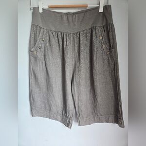 MADE IN ITALY Funky Taupe-Gray Linen Short Pants